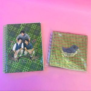 Vintage Jonas Brothers Green Plaid Spiral Notebook with extra